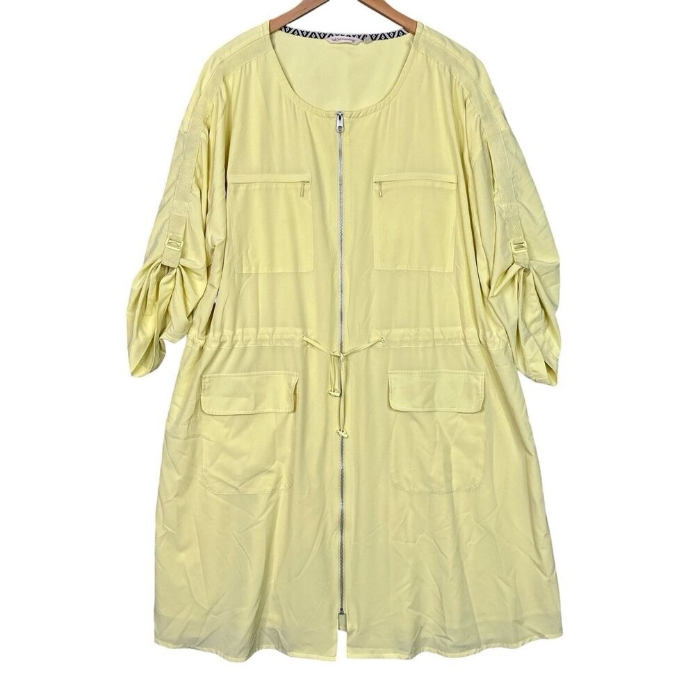 Soft Surroundings Go Lively Traverse Shirt Dress 2X Yellow Zip Front Knee Length